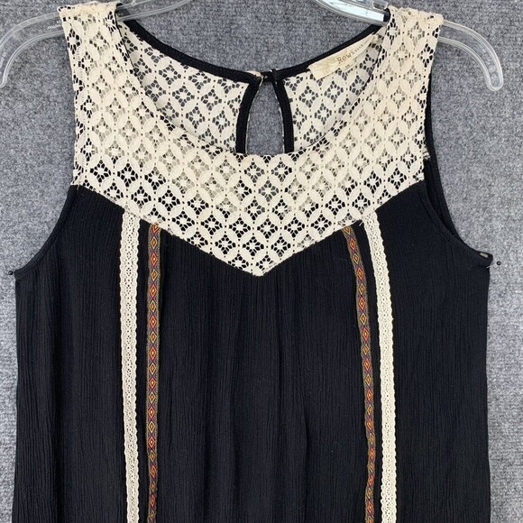 Rewind Knit Shift Dress Women M Knee Length Crepe With Lace Bodice - Picture 4 of 9